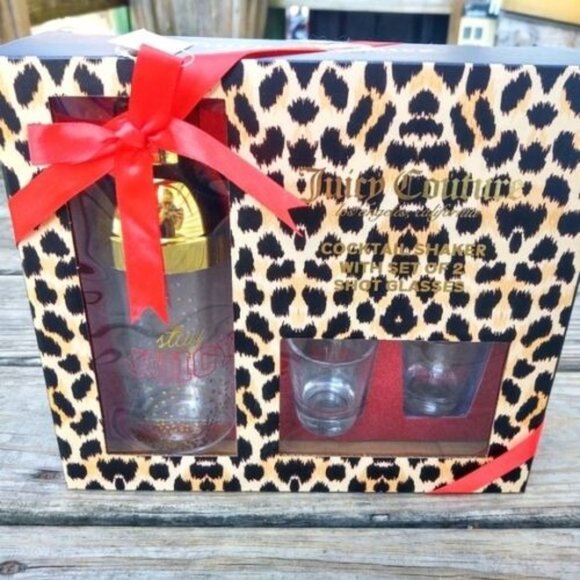 Juicy Couture Gold Cocktail Shaker & Shot Glasses Set - Limited Edition Gift Set